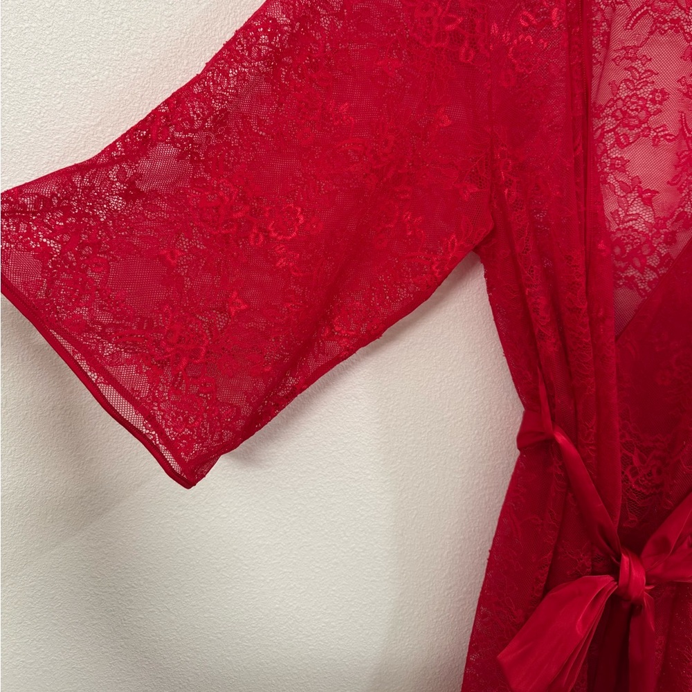 Blush Lingerie Spanish Red Lace Kimono View 2